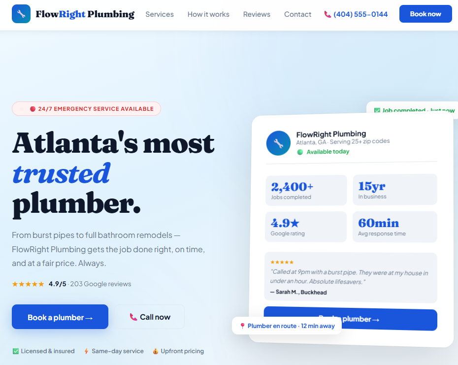 FlowRight Plumbing website